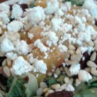 Athenian · With spring mixed greens, marinated red and golden beets, pine nuts, goat cheese, and balsam...