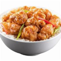 Sweet and Sour Pork · Crunchy pork chunks with perfectly blended sweet and sour sauce. Served with white rice.