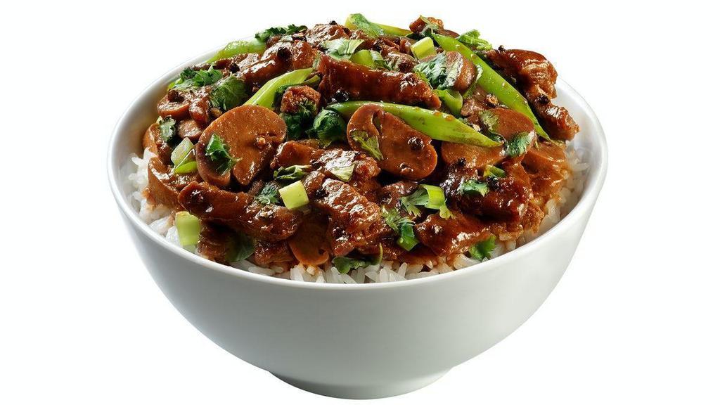 Black Pepper Beef and Mushroom · Wok-seared tender beef in rich black pepper sauce. Served with white rice