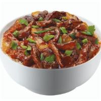 Chinese BBQ Pork · Tender, savory pork in sweet chinese bbq sauce. Served with steamed rice.