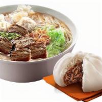 Beef Wonton With Asado Siopao · Beef Noodles soup with 1pc Meaty Asado Siopao. **Due to shortage in supply, wonton balls may...