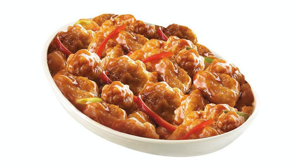 Sweet and Sour Chicken Small Platter (serves 3-4) · Small platter of crunchy chicken chunks with perfectly blended sweet and sour sauce.