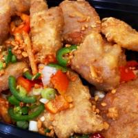 F3. Salt & Pepper Pork Chop椒鹽肉扒 · Hot & spicy.