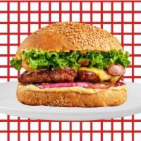 Triple Angus Cheeseburger  · Triple angus beef, ketchup, mayo, mustard, lettuce, tomato, onion, and American cheese.
