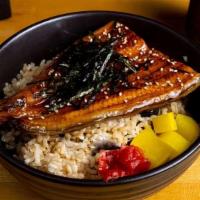 Unagi Combo · Grilled Eel with Unagi sauce. Served with Choice of two add-ons and miso soup or salad.