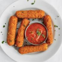 Mozzarella Sticks · Gooey, breaded mozzarella with housemade marinara. Vegetarian.