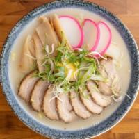 Roast Pork Ramen Lunch Special · Roast pork with egg, seaweed and bamboo shoot in miso broth.