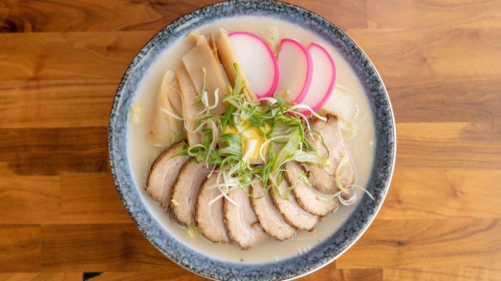 Roast Pork Ramen Lunch Special · Roast pork with egg, seaweed and bamboo shoot in miso broth.