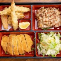 Bento Combination · Sachi Sushi favorite: Choose three separate items from below. No duplicate items. All bento ...