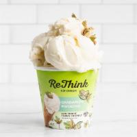 ReThink Ice Cream-Cardamom Pistachio · An old-time favorite, pistachio ice cream, complemented by cardamom sprinkles and chunks of ...