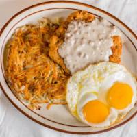 Country Fried Steak & Eggs · Breaded Beef Cutlet, with homemade sausage gravy