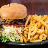 Cajun Style · A hand-made 1/2 lb Cajun seasoned patty topped with pepper jack cheese, crispy fried onions ...