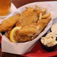 Fried Catfish Basket · Three catfish filets marinated in buttermilk, tossed in Cajun cornmeal, and fried to perfect...