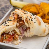 Chicken Bacon Ranch Hot Hat · Grilled chicken breast marinated in red wine vinegar, smoky bacon, diced red onion, tomato, ...