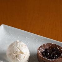 Chocolate Lava Cake W, Vanilla Gelato · Chocolate souffle with vanilla gelato