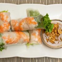 A2. Spring Rolls / Gỏi Cuốn · Shrimp, pork (2).  served with peanut sauce