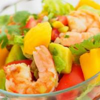 Mango Shrimp · Fresh mango stir fry with shrimp, green onions, red and green peppers.