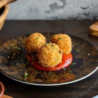 Jamon Croqueta · black forrest ham & idiázabal cheese fritters served with bell pepper jam (3 per order)