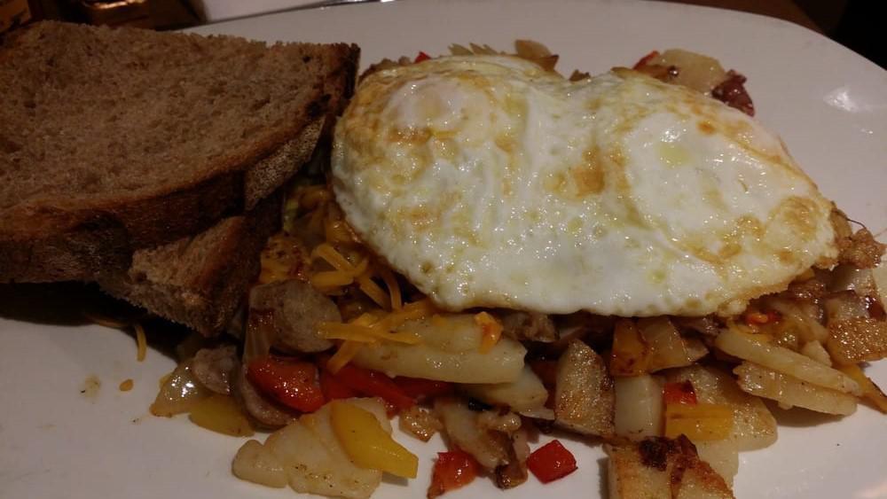 Mexican Hash · eggs any style with cheese, potatoes onions, peppers, bacon & sousage.