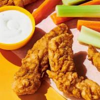 Chicken Tenders · Naked or your choice of sauce or dry rub. Served with celery, carrot sticks, and choice of R...