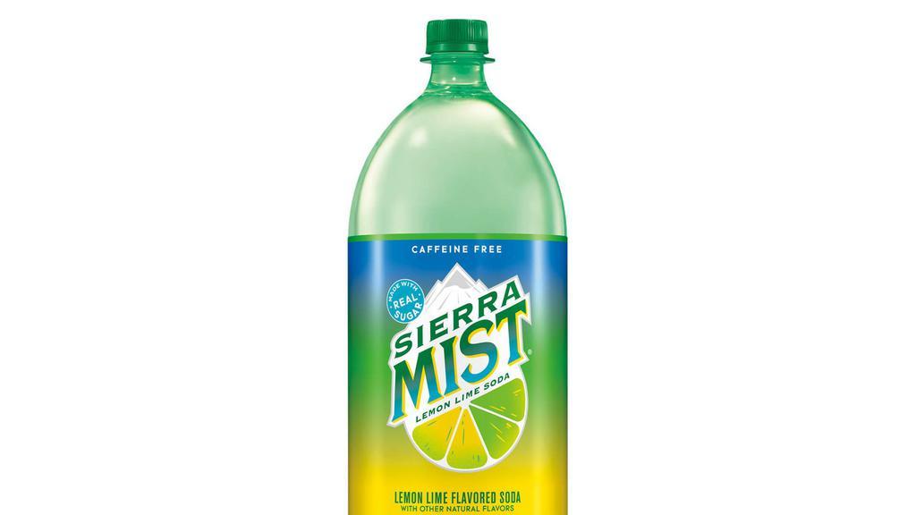 Sierra Mist 2 Liter · 2-liter bottles of PEPSI®, DIET PEPSI®, MOUNTAIN DEW®, SIERRA MIST®, PEPSI WILD CHERRY® & BRISK®. All beverage-related trademarks are owned by PepsiCo, Inc. or its affiliated companies. BRISK is a registered trademark of the Unilever Group of Companies. For PEPSI-COLA® nutrition information, please visit http://www.https://www.pepsicobeveragefacts.com/home/find#// (2380 Cal)