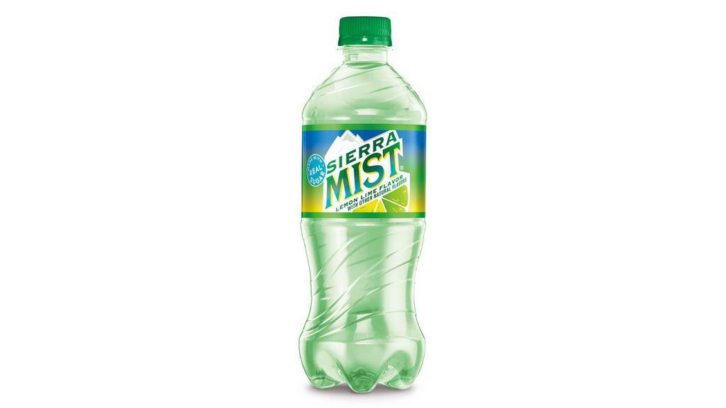 Sierra Mist 20 Oz. · 20 oz. bottles of PEPSI®, DIET PEPSI®, MOUNTAIN DEW®, SIERRA MIST®, PEPSI WILD CHERRY® & BRISK®. All beverage-related trademarks are owned by PepsiCo, Inc. or its affiliated companies. BRISK is a registered trademark of the Unilever Group of Companies. For PEPSI-COLA® nutrition information, please visit  http://www.https://www.pepsicobeveragefacts.com/home/find#// (140 Cal)