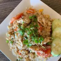 Thai Fried Rice · Stir fried rice with eggs, tomato, carrot, onion