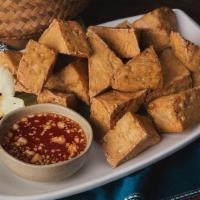 Fried Tofu · Serve with sweet and sour sauce topped with crushed peanut
