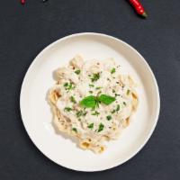 Assemble For Alfredo Pasta (Fettuccine) · Fettuccine with Alfredo sauce, chicken, broccoli, parsley, and minced garlic.