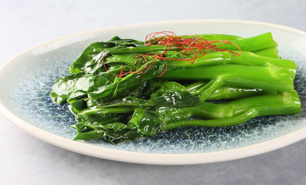 Chinese Broccoli · Steamed Chinese Broccoli with Oyster Sauce on the side