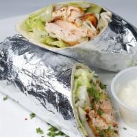 Salmon Wrap (with tartar sauce) · Grilled salmon, marinated with olive oil, lemon & herbs, with tartar sauce (fresh, never fro...