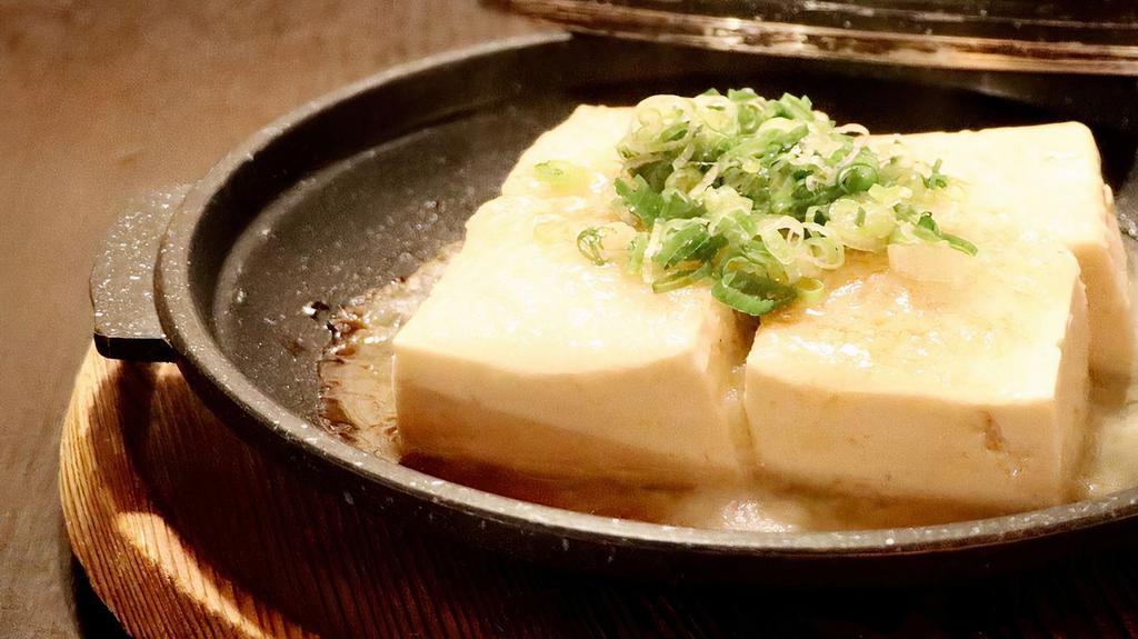 Tofu Tobanyaki (4) · Tofu steamed together with ground mountain yam, bonito and soy. Request without bonito for a vegetarian option.