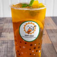 F5. Hi Yellow · Green tea, Fresh mint leaves with passion fruit & lychee jelly.