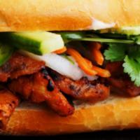 Honey Chicken Sandwiches-Banh Mi Ga Nuong Mat Ong (1 Foot Long) · Marinated Honey Chicken Sandwich served with Butter Egg Mayo, Cucumber, Jalapeno, Picked Car...