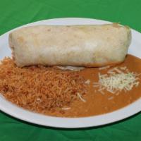 Señor Burrito · Served with rice and re-fried beans on the side. Choice of meat, cheese, guacamole, sour cre...