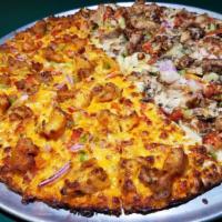 Medium Combination Pizza · Serves 2-3. Pepperoni, salami, Italian sausage, linguica,  mushrooms, black olives, green pe...