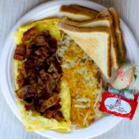 Cheese Omelettes with Hashbrown & Toast · 