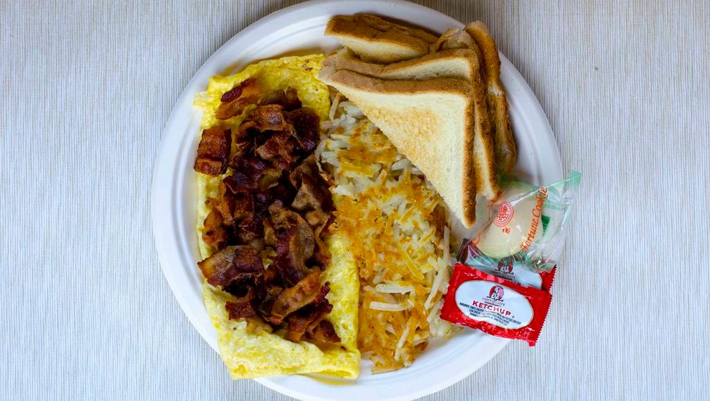 Cheese Omelettes with Hashbrown & Toast · 
