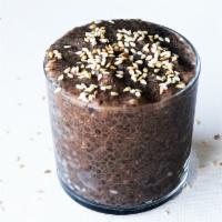 Nutella Chia Pudding · Chia seeds soaked overnight in rice milk and sweetened with raw cane sugar. (Gluten-free)