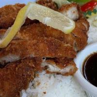 Chicken Katsu Bowl · Lightly Panko breaded chicken Thigh, deep fried, Saute Vegetables, katsu sauce. Served over ...