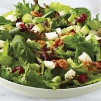Spring Salad · Granny Smith apples, spiced walnuts, dried cranberries, feta cheese, Spring mix, balsamic vi...