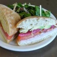 1. California · Turkey, avocado, tomato, pickled red onion and provolone cheese, pesto or mayonnaise.