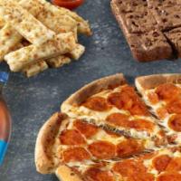 Pepperoni Pizza, Chzstx, Brownie & Pepsi · Pepperoni Pizza, Cheesesticks, Brownie & Pepsi Bundle