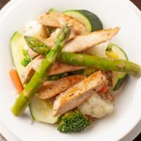 Grilled Chicken Breast · chicken breast served with veggies
