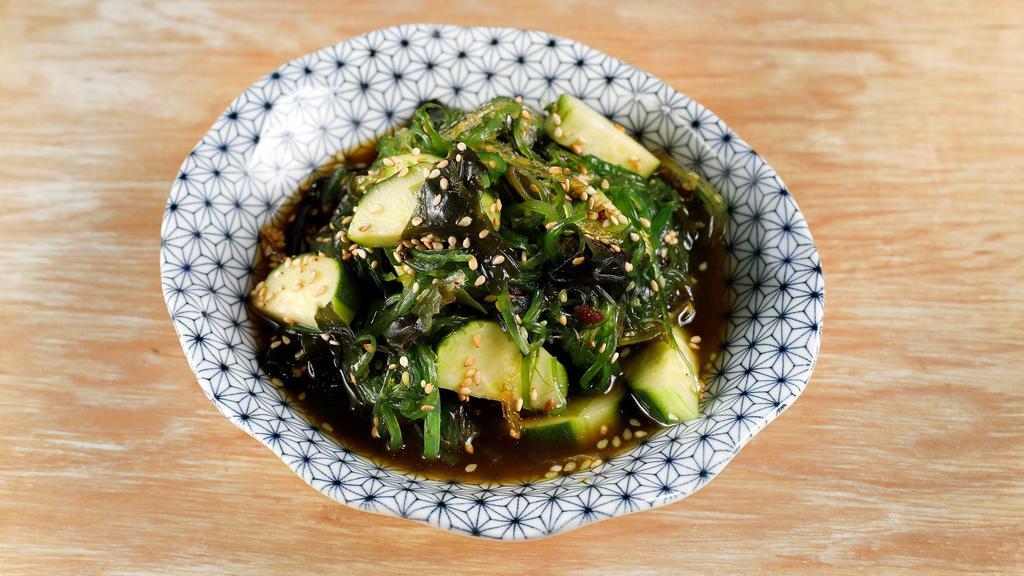 Cucumber Seaweed Salad · With sesame soy dressing.