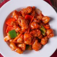 Sweet & Sour Chicken · Deep fried white meat chicken nuggets with bell pepper, onion and pineapple