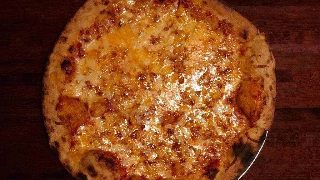 Andromeda · Our four cheese blend pizza, with Mozzarella, Cheddar cheese, Fontina, & Asiago cheese.