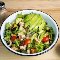 San Franciscan · Mixed greens, avocado, cucumbers, cherry tomatoes, pickled onions, croutons, green goddess d...
