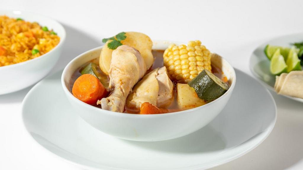 Caldo · A classic hot soup with your choice of tender beef or chicken, carrots, potatoes, corn, etc. 530 - 1390 cal.