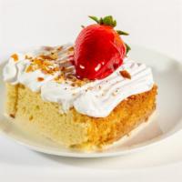 Tres Leches Cake · A 10oz slice of tres leches cake consisting of cake, filling & topping with a combination of...